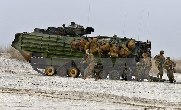 Binh sỹ Mỹ tham gia cuộc tập trận chung tại khu vực Biển Đen. (Nguồn: EPA/TTXVN).