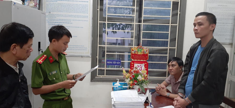 Đối tượng Hoàng Như Minh Tâm tại cơ quan điều tra Công an tỉnh