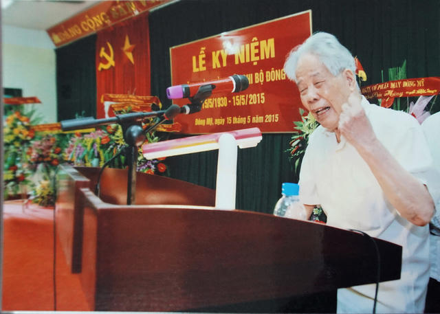Nguyên Tổng Bí thư Đỗ Mười phát biểu tại Lễ kỷ niệm 85 năm thành lập Chi bộ Đông Phù.