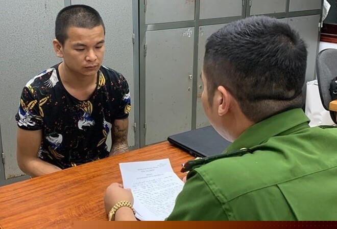 Khổng Quốc Anh khai báo hành vi phạm tội của mình trước cơ quan Công an.