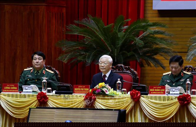 Tổng Bí thư, Chủ tịch nước Nguyễn Phú Trọng, Bí thư Quân ủy Trung ương chủ trì Hội nghị. Ảnh: TTXVN