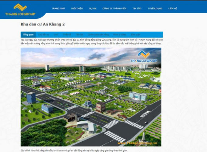 Dự án An Khang 2 được Thắng Lợi Group giới thiệu trên website của mình