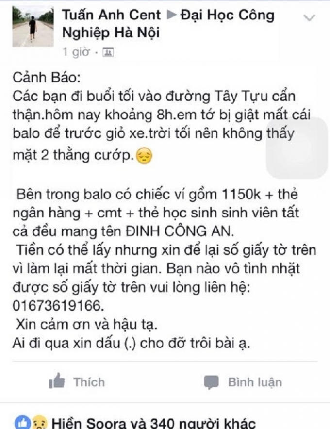 Chia sẻ của Facebooker Tuấn Anh Cent.