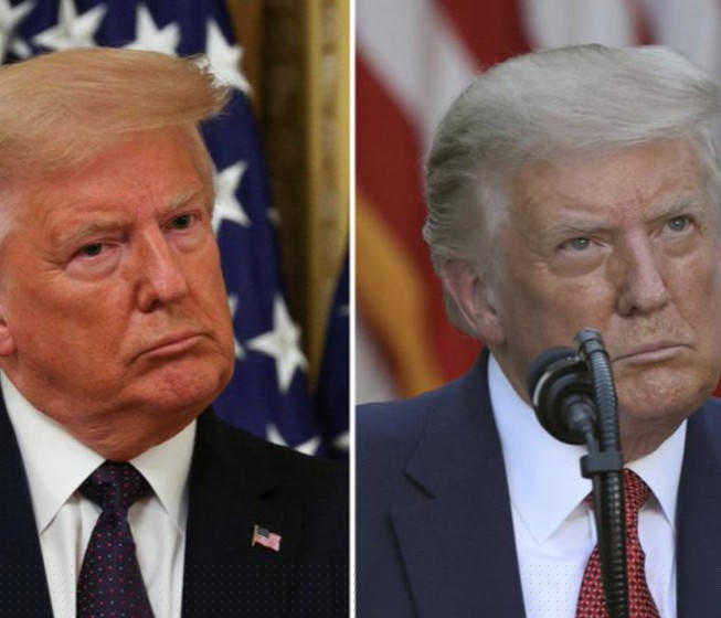 Hai màu tóc khác biệt của ông Trump trước và sau đợt bầu cử. Ảnh: TWITTER