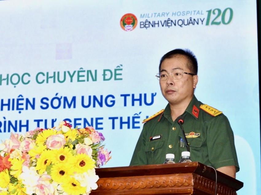 Đại tá BS.CK2 Nguyễn Trung Kiên - Giám đốc Bệnh viện Quân Y 120 phát biểu