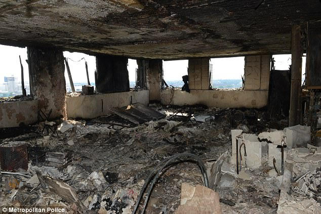 Nhũng gì còn sót lại sau vụ hỏa hoạn kinh hoàng xảy ra hôm 14/6 tại tòa tháp Grenfell.