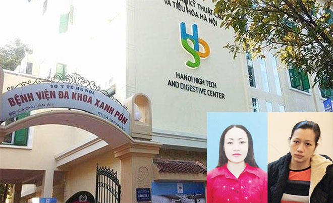 Bị can Nguyễn Thị Thu Thủy (áo đỏ) và bị can Trần Thanh Vân tại cơ quan Công an.