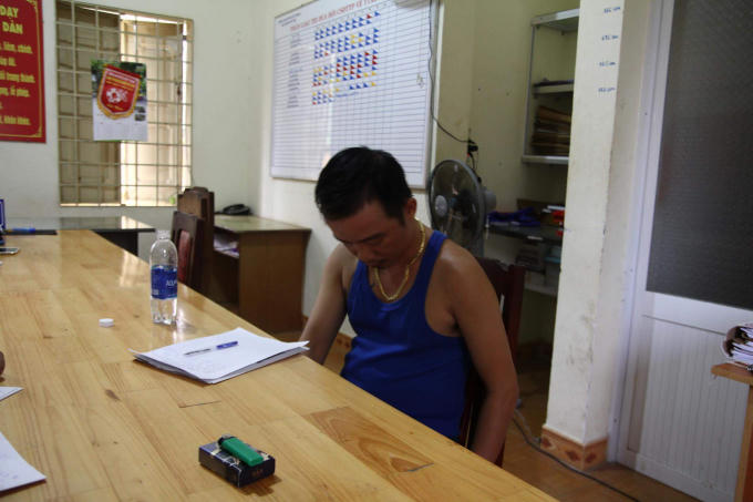 Đối tượng Cường tại cơ quan công an