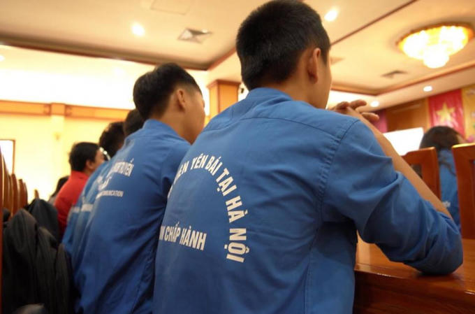 Tình nguyện viên đến từ Yên Bái tại Hà Nội.