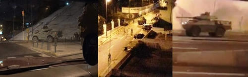 Phương tiện quân sự được triển khai tại Caracas. (Ảnh: Twitter)