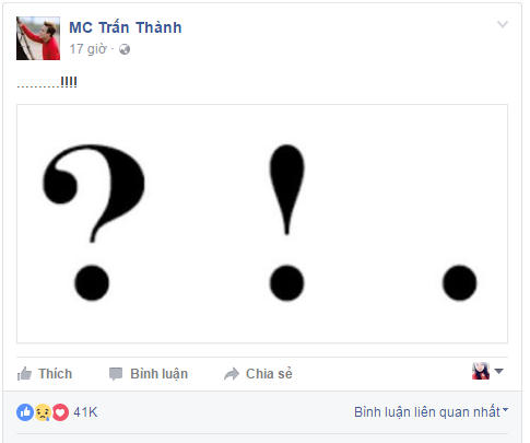 Trấn Thành đăng hình ảnh facebook sau khi bị Truyền hình Vĩnh Long cấm diễn (Ảnh: Facebook)