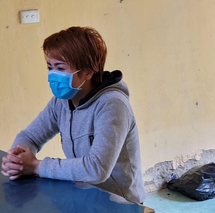 Nguyễn Thị Ánh Tuyết tại cơ quan công an.