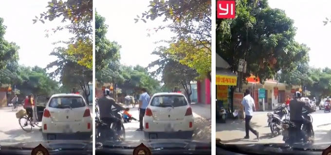 Tài xế lạnh lùng đứng nhìn rồi bỏ đi sau khi mở cửa ẩu khiến bé gái ngã xuống đường.