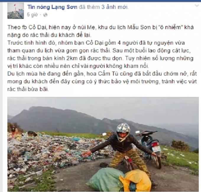 Hình ảnh bãi rác chất đống thu hút đông đảo sự quan tâm của cư dân mạng.  (Nguồn: Facebook).