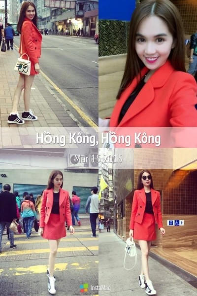 Nhìn cả bộ trang phục trên công sở dưới đậm chất thể thao này có ai nghĩ Ngọc Trinh vẫn có thể tự tin ra đường không nhỉ?.