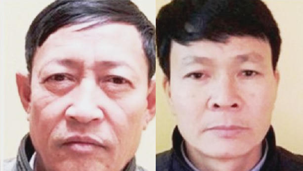 Hai cựu chủ tịch x&atilde; Ngũ Ph&uacute;c, Nguyễn Hữu Qu&acirc;n (phải) v&agrave; Nguyễn Đức To&agrave;n (tr&aacute;i).