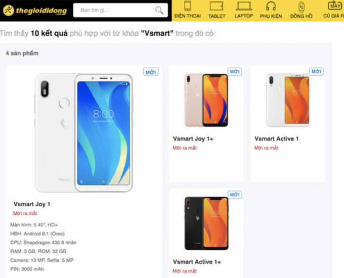 Hình ảnh Vsmart Active 1, Joy1 và phiên bản Plus lộ diện trên web thế giới di động