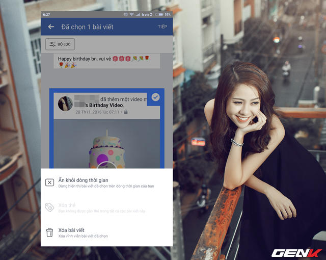 Còn nếu là bài đăng của bạn thì tùy chọn xóa sẽ được hiển thị để bạn thao tác. Khi nhấp vào lựa chọn tương ứng, các bài viết được chọn sẽ lần lượt bị “xử” ngay trong tích tắc!
