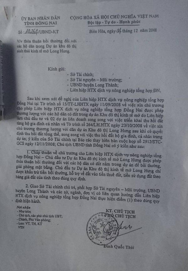 Tỉnh thuận chủ trương bồi thường cho doanh nghiệp, nhưng nhiều người dân không được phép thương lượng, bị tổ chức cưỡng chế.