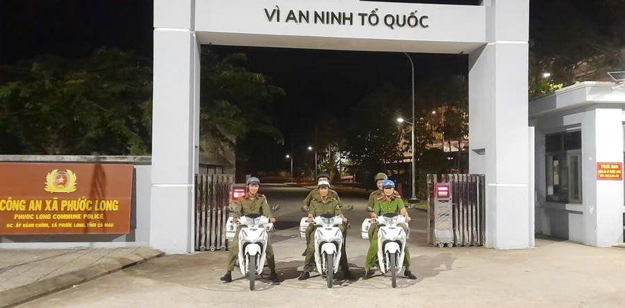 Lực lượng Công an xã Phước Long tăng cường tuần tra, kiểm soát, bảo đảm ANTT tại địa phương.