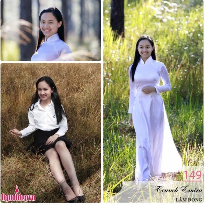 Touneh Êmira - Cô gái đến từ Lâm Đồng sinh năm 1996. Chiều cao: 1m60, cân nặng: 49kg, số đo 3 vòng: 82 - 58 - 90