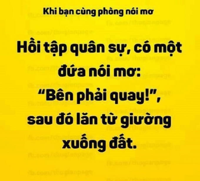 Câu nói mơ và hành động làm cho cả phòng một trận cười lớn. (Nguồn:Facebook).