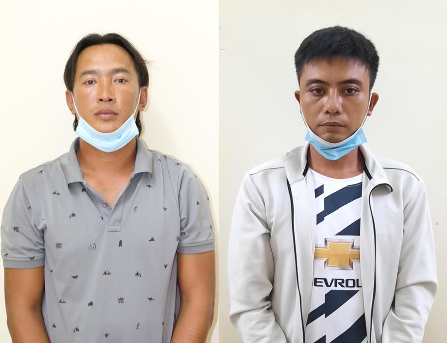 Đối tượng Phan Sinh Thành ( bên trái) và đối tượng Ngô Mạnh Linh