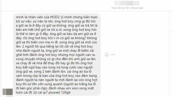 Một Facebooker kể lại toàn bộ sự việc trên.