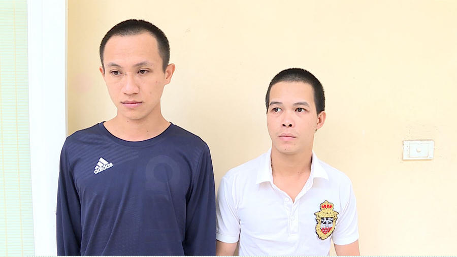 Đối tượng Ma Phúc Sang (trái) và Nông Văn Hiếu (phải)