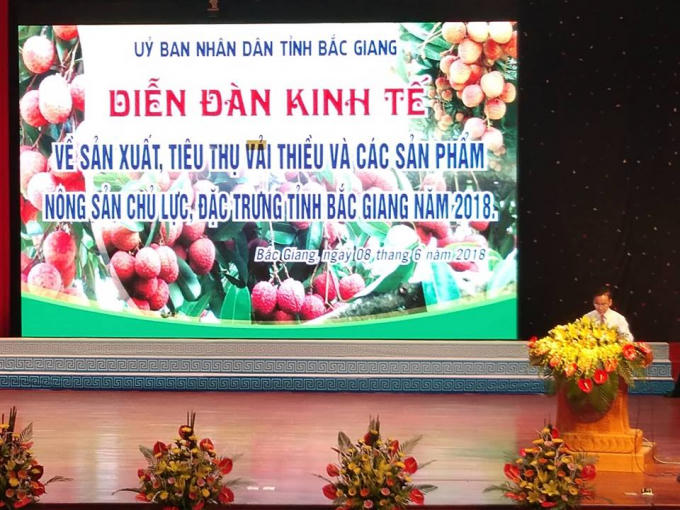 Diễn đàn kinh tế về sản xuất tiêu thụ vải thiều và nông sản chủ lực tại Bắc Giang năm 2018.