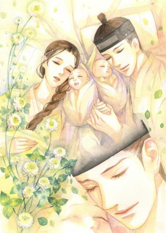 Hình vẽ minh họa kết thúc có hậu trong truyện tranh Moonlight Drawn By Clouds.