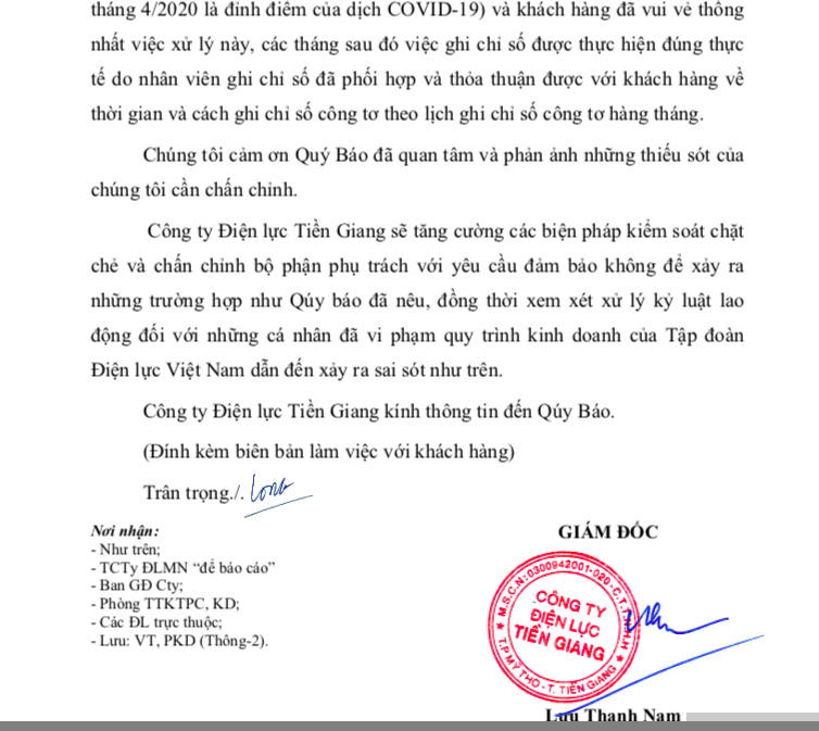 EVN Tiền Giang nhận sai sót 'hoá đơn tiền điện 6 tháng liền giống nhau'