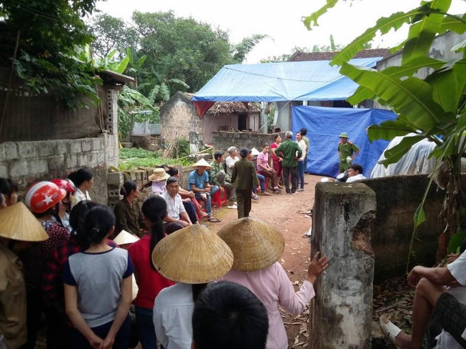 Hiện trường vụ án mạng tại thôn Kiên Thọ, xã Dân Lực, huyện Triệu Sơn, tỉnh Thanh Hóa.