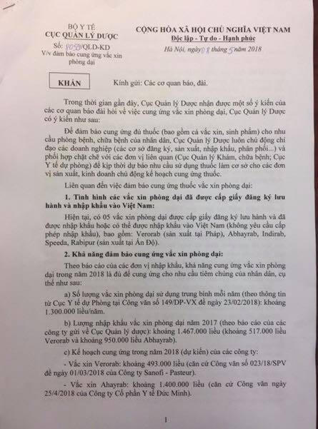 Trong th&aacute;ng 5 c&oacute; th&ecirc;m 273 ngh&igrave;n liều vắc xin ph&ograve;ng bệnh dại