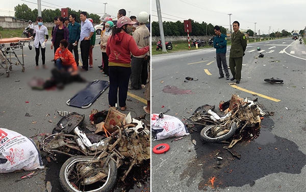 Hiện trường vụ tai nạn thương tâm. Ảnh: Tâm Lê/Trung Black.tai nạn giao thông