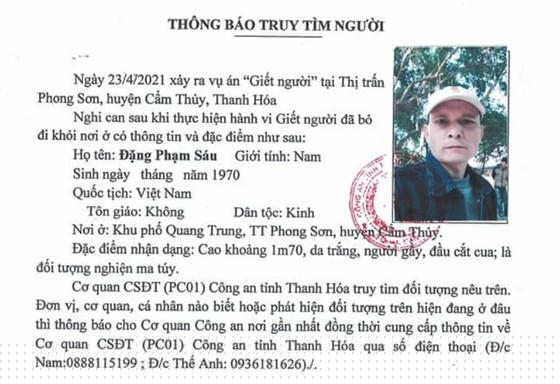 Đặng Phạm Sáu bị truy nã vì có hành vi giết người.