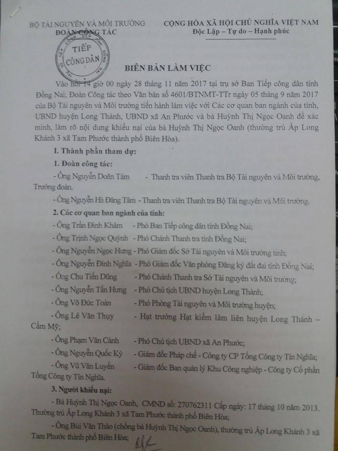 Biên bản làm việc ngày 28/11/2017