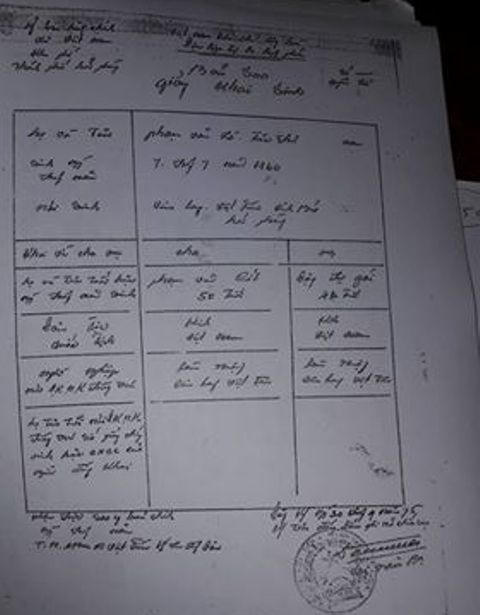 Bản sao giấy khai sinh ghi rõ ông Phạm Văn Xà, tức Thư sinh năm 1960...