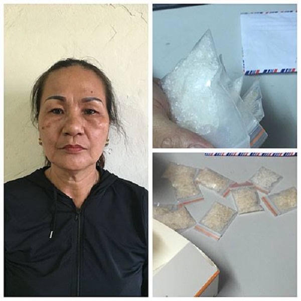 Đối tượng Hằng cùng tang vật tại cơ quan CSĐT (Ảnh cơ quan chức năng cung cấp).