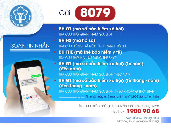 5 dịch vụ tin nhắn tra cứu theo cú pháp gửi đến tổng đài 8079.