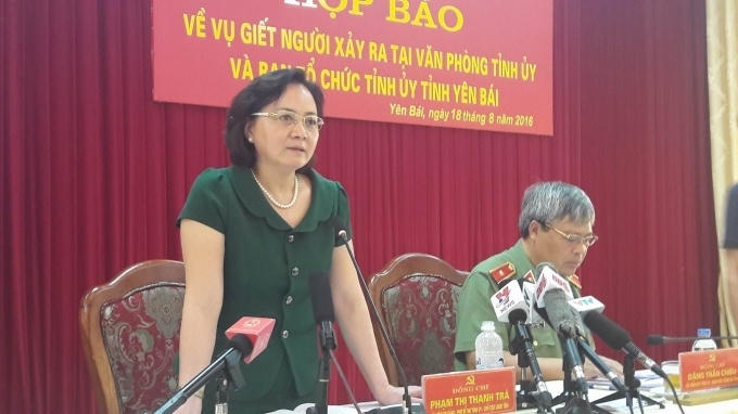 Bà Phạm Thị Thanh Trà, Bí thư Tỉnh ủy, Chủ tịch UBND tỉnh Yên Bái tại buổi họp báo chiều ngày 18/8.