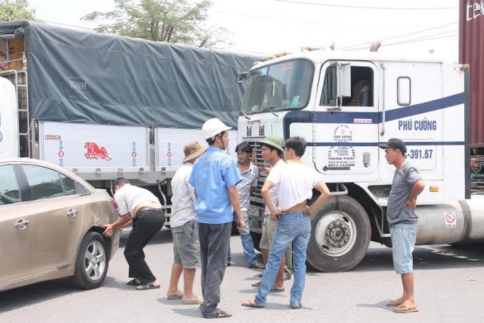 Hiện trường xảy ra vụ va chạm giao thông.