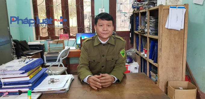 Ông Nguyễn Văn Cơ - Trưởng Công an xã Vô Điếm, trong buổi làm việc với phóng viên Pháp luật Plus.