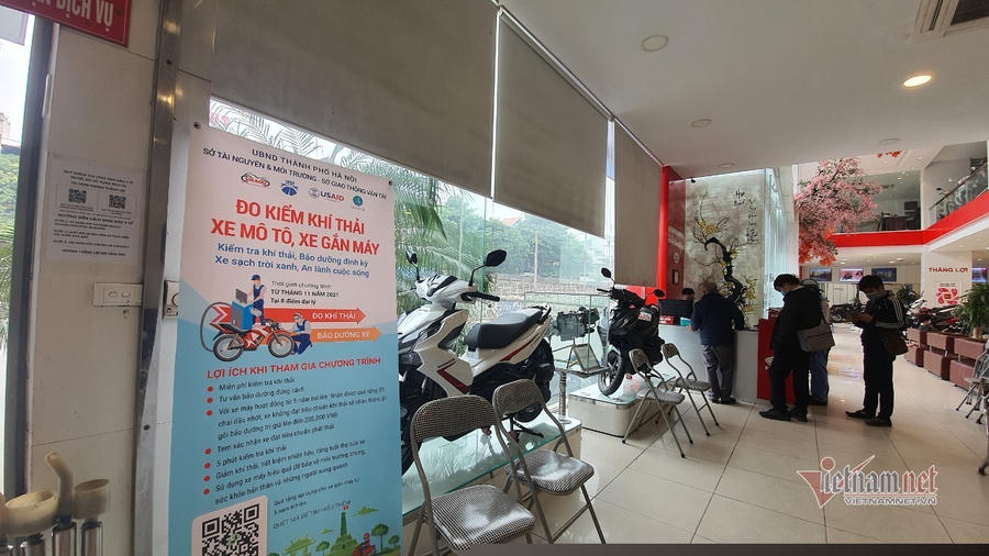 Điểm đo kiểm khí thải miễn phí xe máy tại địa chỉ 25 Trần Khánh Dư (quận Hoàn Kiếm)