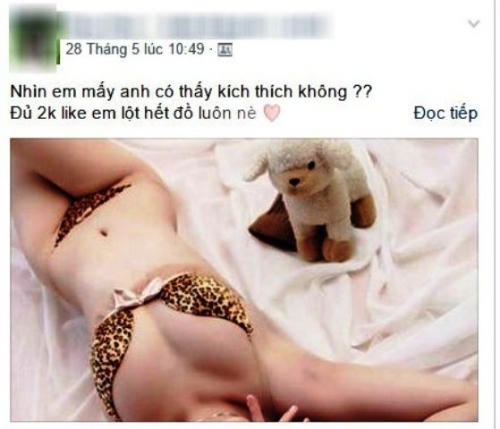 Chỉ cần có đủ "like" - số lượt thích, các cô gái sẵn sàng chụp những bức ảnh "nude" rồi chia sẻ lên Facebook cá nhân cho mọi người "chiêm ngưỡng".