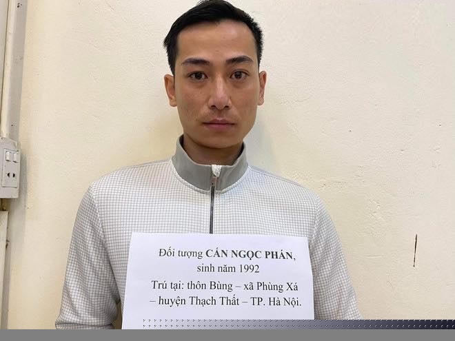 Đối tượng Cấn Ngọc Phán đã bị bắt giữ. Ảnh: CA huyện Thạch Thất
