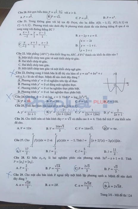 Đề thi m&ocirc;n To&aacute;n THPT quốc gia 2017 v&agrave; gợi &yacute; lời giải