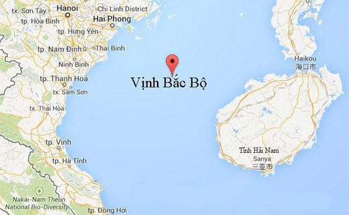 Vùng biển Vịnh Bắc Bộ (ảnh: Google map)