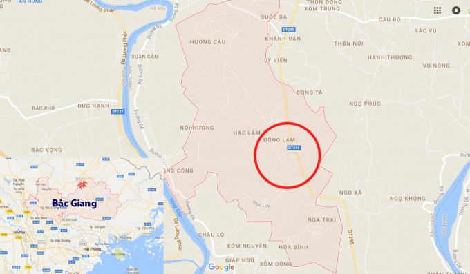 Xã Hương Lâm (màu hồng) nơi xảy ra vụ tai nạn khiến người phụ nữ tử vong.