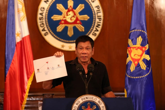 Tổng thống Duterte công bố danh sách những quan chức Philippines liên quan tới việc buôn bán ma túy bất hợp pháp. (Ảnh: Inquirer)